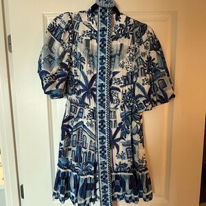 FARM Rio Blue and White Mini Dress